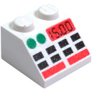 LEGO Wit Helling 2 x 2 (45°) met Zwart Knoppen, Groen Dots, Rood lines en Zwart 15.00 (3039 / 82613)