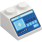 LEGO Hvit Skråning 2 x 2 (45°) med Control Panel med Targeting Screen (3039 / 73773)