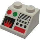 LEGO Weiß Steigung 2 x 2 (45°) mit Feuer und Buttons (3039)