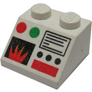 LEGO Wit Helling 2 x 2 (45°) met Brand en Knoppen (3039 / 82638)