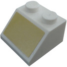 LEGO Wit Helling 2 x 2 (45°) met Gold rectangle Sticker from set 70838 (3039)