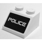 LEGO blanc Pente 2 x 2 (45°) avec Police Autocollant (3039)