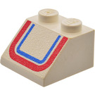 LEGO Wit Helling 2 x 2 (45°) met Rood en Blauw 'U' Stripe (3039)