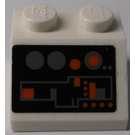 LEGO Wit Helling 2 x 2 (45°) met Rood en Grijs Buttons en Controls Sticker (3039)