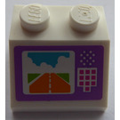 LEGO blanc Pente 2 x 2 (45°) avec runway et buttons Autocollant (3039)