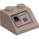 LEGO White Slope 2 x 2 (45°) with Snowspeeder Vent and Orange Symbols (Right) Sticker (3039)