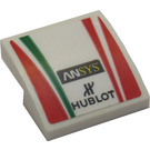 LEGO Wit Helling 2 x 2 Gebogen met 'ANSYS' en 'HUBLOT' Sticker (15068)