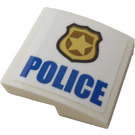 LEGO blanc Pente 2 x 2 Incurvé avec Badge et "Police" (La gauche) Autocollant (15068)