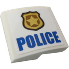LEGO blanc Pente 2 x 2 Incurvé avec Badge et "Police" (Droite) Autocollant (15068)