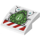 LEGO White Slope 2 x 2 Curved with Green Hexagonal Pattern and Red Stripes Sticker (15068)