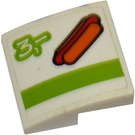 LEGO Weiß Steigung 2 x 2 Gebogen mit Hotdog und '3' Aufkleber (15068)
