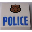 LEGO White Slope 2 x 2 Curved with "POLICE", Copper Badge with Black Border Outside and Inside (15068)