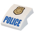 LEGO White Slope 2 x 2 Curved with "POLICE", Golden Badge with Black Border Outside (15068)