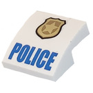 LEGO Blanc Pente 2 x 2 Incurvé avec "Police", Golden Badge avec Noir Border À l'extérieur (15068 / 29649)