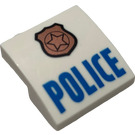 LEGO White Slope 2 x 2 Curved with "POLICE", Golden Badge with Black Border Outside and Inside (15068 / 24437)