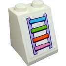 LEGO Weiß Steigung 2 x 2 x 2 (65°) mit Leiter Aufkleber mit Unterrohr (3678)