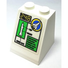LEGO Wit Helling 2 x 2 x 2 (65°) met Spaceport Sticker zonder buis aan de onderzijde (3678)