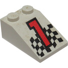 LEGO blanc Pente 2 x 3 (25°) avec "1" et Checkered Drapeau avec surface rugueuse (3298)