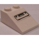 LEGO Wit Helling 2 x 3 (25°) met Compartment en Handvat Sticker met ruw oppervlak (3298)