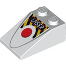 LEGO White Slope 2 x 3 (25°) with Laser Red Button with Rough Surface (3298 / 89526)