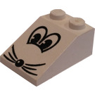 LEGO White Slope 2 x 3 (25°) with Mouse Face with Rough Surface (3298)