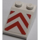 LEGO White Slope 2 x 3 (25°) with Red/White Danger Stripes Sticker with Rough Surface (3298)