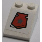 LEGO White Slope 2 x 3 (25°) with Silver Star, Red Badge with Black Frame Sticker with Rough Surface (3298)