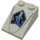 LEGO Wit Helling 2 x 3 (25°) met Ruimte Rangers logo met ruw oppervlak (3298 / 89525)