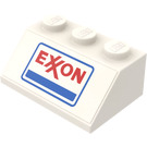 LEGO Weiß Steigung 2 x 3 (45°) mit Exxon Aufkleber (3038)