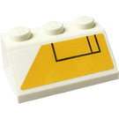 LEGO Weiß Steigung 2 x 3 (45°) mit Light Orange Pendeln Seite Dekoration Recht Aufkleber (3038)