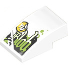 LEGO Wit Helling 2 x 3 Gebogen met ‘Blob’ logo Sticker (24309)