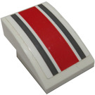LEGO blanc Pente 2 x 3 Incurvé avec Dark Stone grise et rouge Rayures Autocollant (24309)