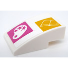 LEGO White Slope 2 x 3 Curved with Paint Palette on Dark Pink Square and Open Book on Yellow Square Sticker (24309)