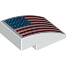 LEGO hvid Skråning 2 x 3 buet med USA Flag (34963 / 78181)