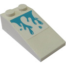 LEGO White Slope 2 x 4 (18°) with Dark Azure Water Splashes Sticker (30363)