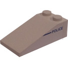 LEGO White Slope 2 x 4 (18°) with Police and Line (Right) Sticker (30363)