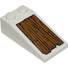 LEGO White Slope 2 x 4 (18°) with Woodgrain and Nails (Left) Sticker (30363)