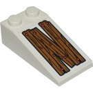 LEGO White Slope 2 x 4 (18°) with Woodgrain and Nails (Right) Sticker (30363)