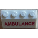 LEGO White Slope 2 x 4 (45°) with 'AMBULANCE' Sticker with Rough Surface (3037)