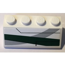 LEGO Wit Helling 2 x 4 (45°) met Zwart Shape Links Sticker met ruw oppervlak (3037)