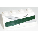 LEGO White Slope 2 x 4 (45°) with Gray/Dark Green/Black Stripes (Right) Sticker with Rough Surface (3037)