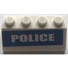 LEGO White Slope 2 x 4 (45°) with Large Police Sticker with Rough Surface (3037)