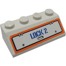 LEGO White Slope 2 x 4 (45°) with "LOCK 2" Sticker with Rough Surface (3037)