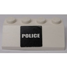 LEGO White Slope 2 x 4 (45°) with "POLICE" Sticker with Rough Surface (3037)