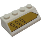 LEGO White Slope 2 x 4 (45°) with Vents on Gold Background Sticker with Rough Surface (3037)