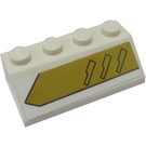 LEGO Weiß Steigung 2 x 4 (45°) mit Vents auf Gold Background Aufkleber mit rauer Oberfläche (3037)