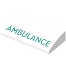 LEGO White Slope 2 x 4 Curved with ‘AMBULANCE’ Sticker with Bottom Tubes (88930)