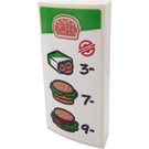 LEGO White Slope 2 x 4 Curved with 'BURGER', Onion Rings '3' and Burgers '7', '9' Sticker with Bottom Tubes (88930)