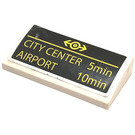LEGO White Slope 2 x 4 Curved with CITY CENTER 5min AIRPORT 10 min Sticker with Bottom Tubes (88930)
