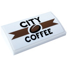 LEGO Weiß Steigung 2 x 4 Gebogen mit CITY COFFEE Aufkleber mit Unterrohren (88930)